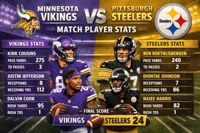 Minnesota Vikings vs Pittsburgh Steelers Match Player Stats