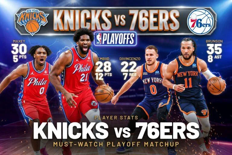 Knicks vs 76ers Match Player Stats