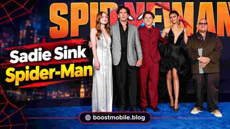 Sadie Sink Spider Man cast at the movie premiere